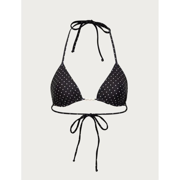 SAME Los Angeles Swim Bikini SeT Beaded Triangle Top and Bottom Polka Dot 90 XL - Picture 2 of 10